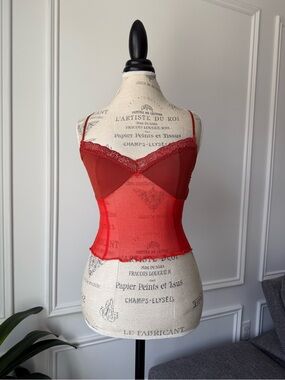 Y2K orang Lace trim camisole